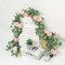 2 Pack 13Ft Artificial Eucalyptus Flower Garland with Pink Roses, Fake Rose Flower Greenery Garland Floral Vines for Wedding Home Party Table Runner Decor (2PCS, Pink)